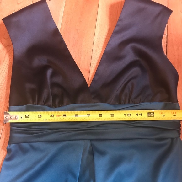 Max & Cleo black and teal satin cocktail dress - Picture 7 of 8